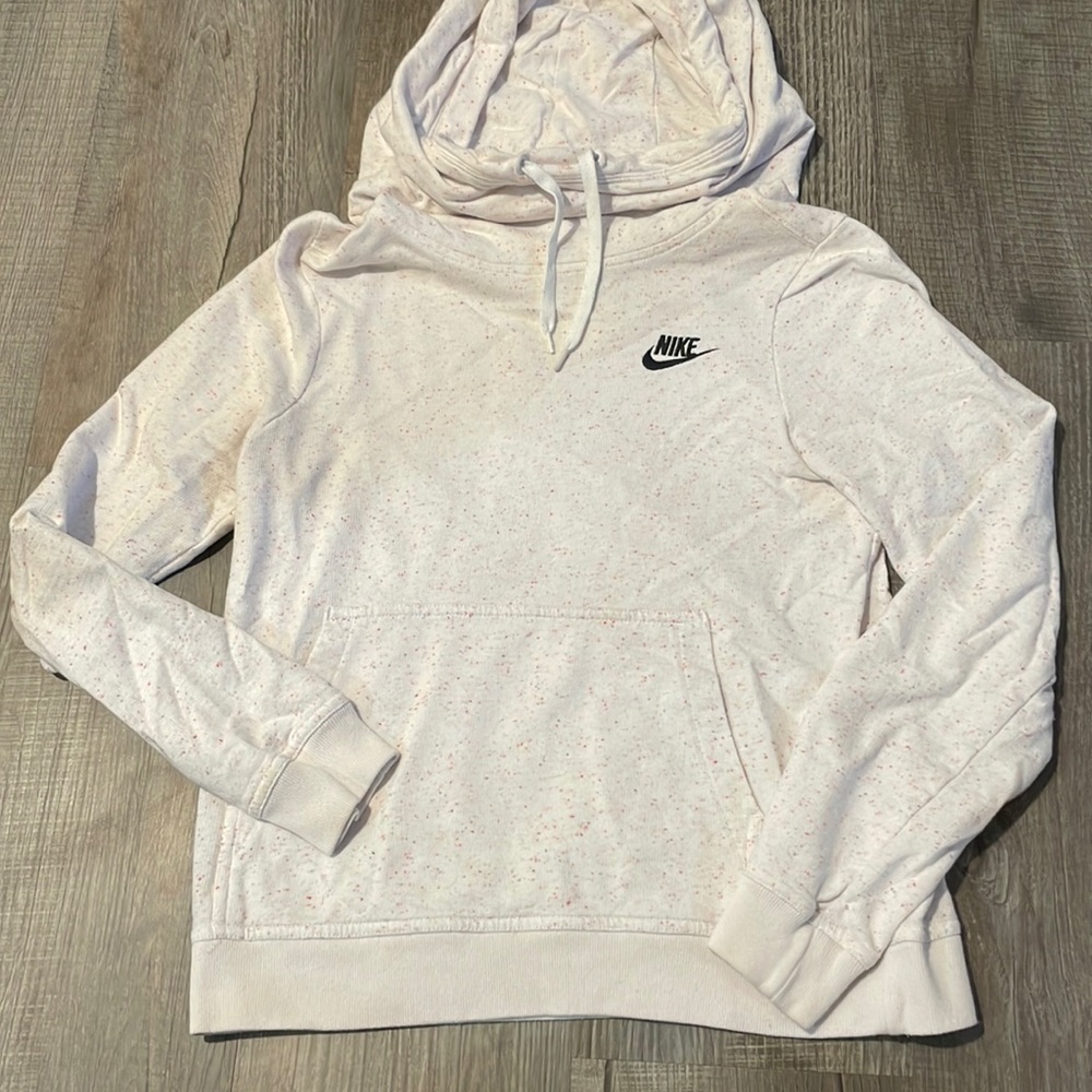 nike hoodie, white with colorful speckled spots